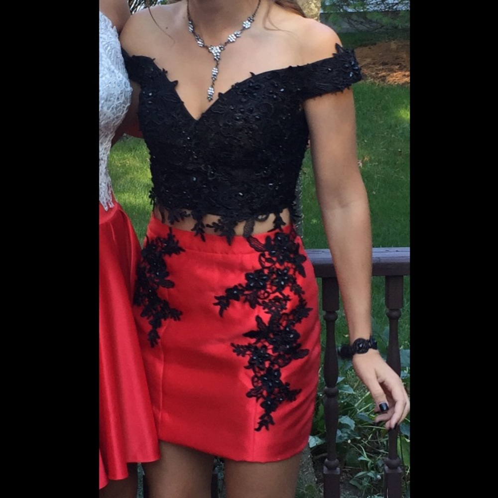 Red and black Clarisse homecoming dress
